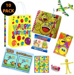 Happy Birthday Yellow 10 Pack Premium Pre Filled Party Bag Contents 